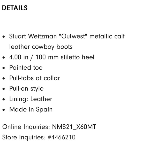 Stuart Weitzman Outwest Metallic calfskin stiletto western boot - Picture 14 of 14